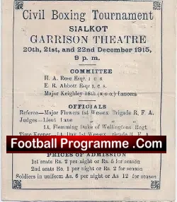 Boxing – Civil Boxing Tournament Sialkot Garrison Theatre 1915