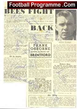 Brentford Football Club Signed Team Multi Autographs 1954 - 1955 - football programme