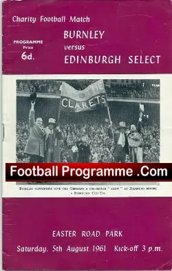 Burnley v Edinburgh Select 1961 - Easter Road - football programme