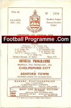 Chelmsford City v Ashford Town 1961 Quarter Final