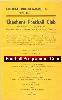 Cheshunt v Tilbury 1950 – London League
