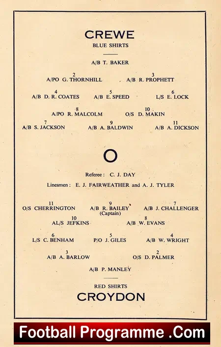 Crewe v Croydon 1949 – Cup Final Sea Cadets at Hitichin Town