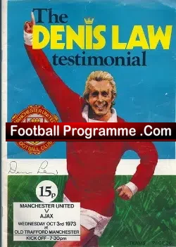 Denis Law Testimonial Benefit Manchester United SIGNED Autograph - football programme