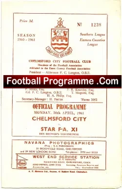 Des Brewer Testimonial Benefit Match Chelmsford City 1961