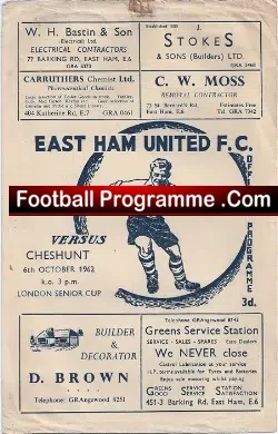 East Ham United v Cheshunt 1962 – London Senior Cup