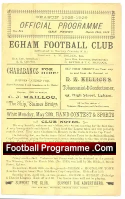 Egham v Aylesbury United 1929 – Rare 1920’s Football Programme
