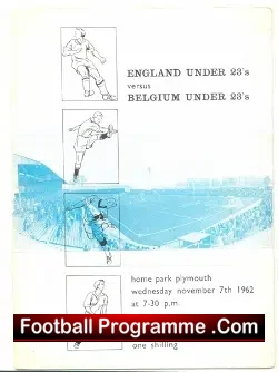 England v Belgium 1962 – U23 at Plymouth + Alan Deakin