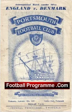England v Denmark 1955 – at Portsmouth Bobby Robson