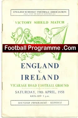 England v Ireland 1958 – Vicarage Road Watford Venables