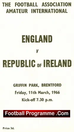 England v Ireland 1966 – at Brentford