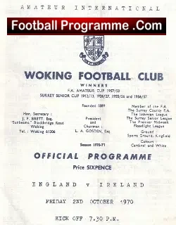 England v Ireland 1970 – at Woking