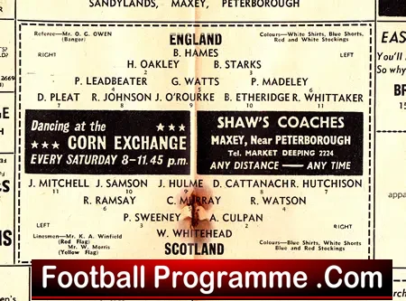 England v Scotland 1962 – at Peterborough United
