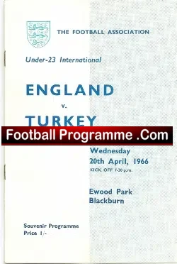 England v Turkey 1966 – Under 23 Ewood Park Blackburn – Stepney