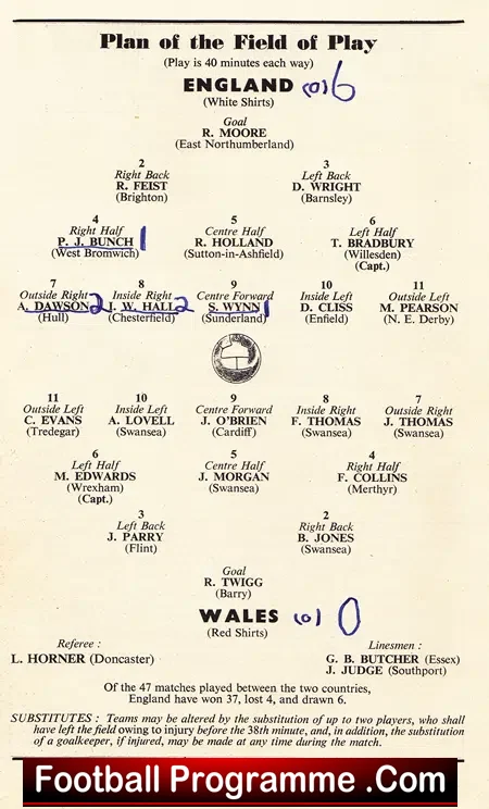 England v Wales 1955 – Wembley School Boys – Robert Moore