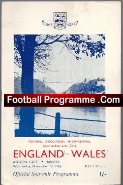 England v Wales 1963 - U23 at Ashton Gate Bristol Martin Peters - football programme