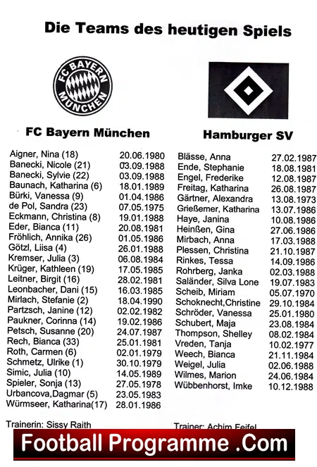 Germany Bayern Munich Ladies Football Programme 2006 - Frauen