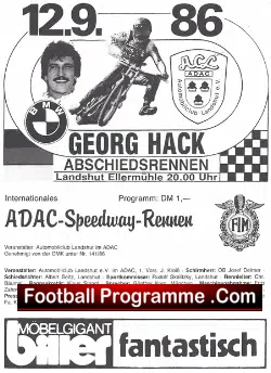 Germany George Hack Farewell Speedway Meeting 1986