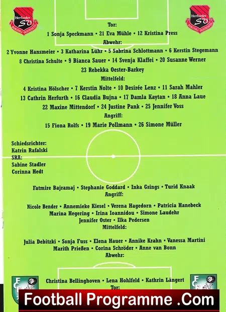 Germany Herforder Ladies Football Programme 2009 - Women's