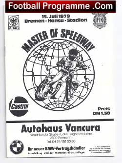 Germany Speedway Programme 1979 – Bremen