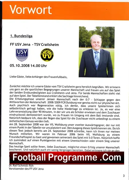 Germany TSV Ladies Football Programme 2008 - Womens Frauen