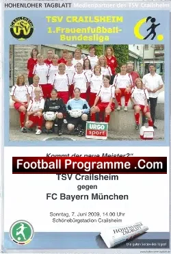 Germany TSV v Bayern Munich Ladies Football Programme 2009 Women - football programme