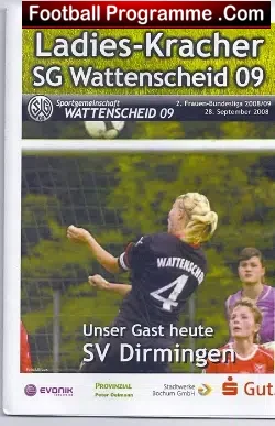 Germany Wattenscheid Ladies Football Programme 2008 Women - football programme