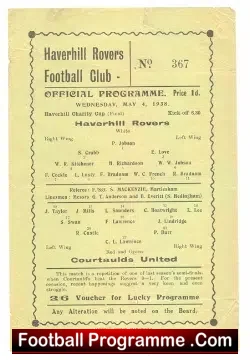 Haverhill Rovers v Courtaulds United 1938 – Cup Final