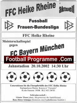 Heike Rheine Ladies v Bayern Munich 2002 - Aktuell Germany - football programme
