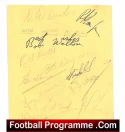 Hyde United AFC Football Team Multi Autographs Signed 1950’s