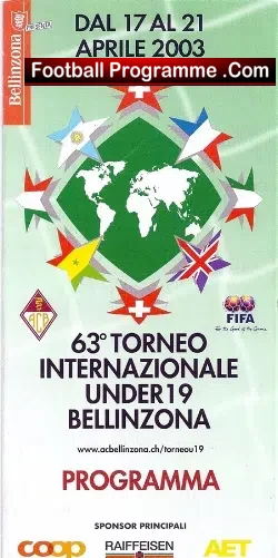 Italy Tournament v Manchester United 2003 Under 19's - football programme