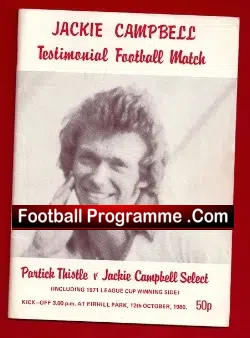Jackie Campbell Benefit Match Testimonial Partick Thistle 1980