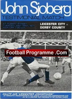 John Sjoberg Testimonial Benefit Game Leicester City 1971 - football programme