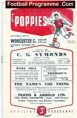 Kettering Town v Worcester City 1956