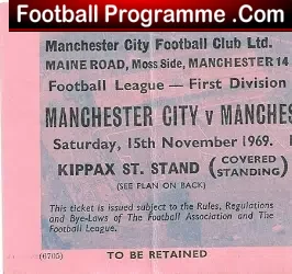 Manchester City v Manchester United 1969 – Football Ticket