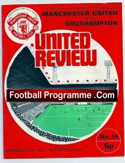 Manchester United v Southampton 1972 - football programme