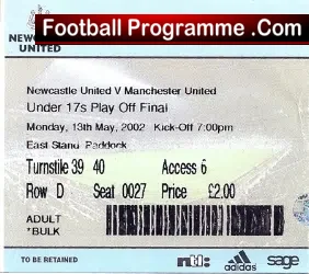 Newcastle United v Manchester United 2002 – U17s Playoff Final