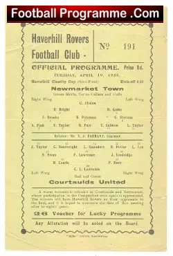 Newmarket Town v Courtaulds United 1938 – at Haverhill