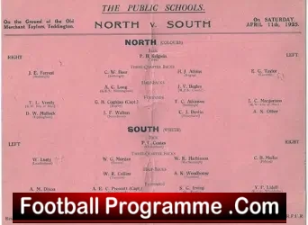 North v South 1925 – Schools Football Match at Teddington 1925