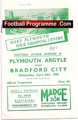 Plymouth Argyle v Bradford City 1959