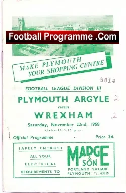 Plymouth Argyle v Wrexham 1958