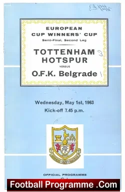 Tottenham Hotspur v OFK Belgrade 1963