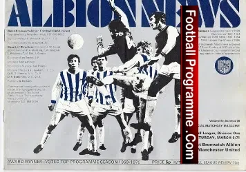 West Bromwich Albion v Manchester United 1971 - 6th - football programme