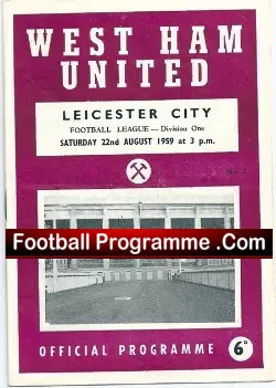 West Ham United v Leicester City 1959 - football programme