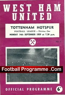 West Ham United v Tottenham 1959 - football programme