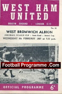 West Ham United v WBA 1967 - LC Semi Final - football programme