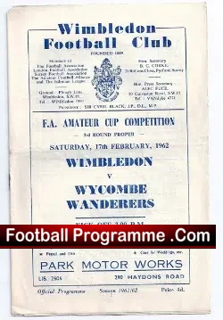 Wimbledon v Wycombe Wanderers 1962 – Amateur Cup