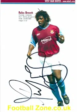 West Ham United Rufus Brevett Signed Picture - Laminated