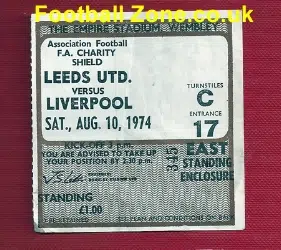 Leeds United v Liverpool 1974 - FA Charity Shield Ticket