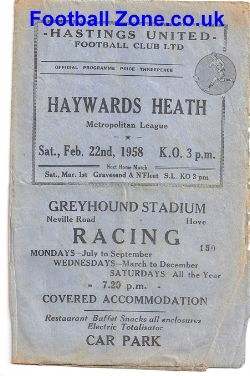 Hastings United v Haywards Heath 1958