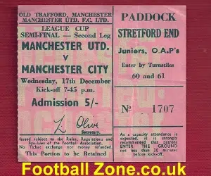 Manchester United v Manchester City 1969 - LC Semi Final Ticket